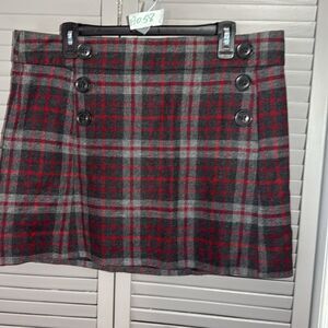 Plaid Skirt with Red and Gray Pattern